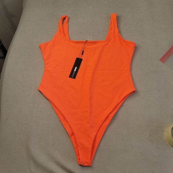 Fashion Nova Bright Neon Orange one piece Swimsuit 2X - Picture 2 of 7